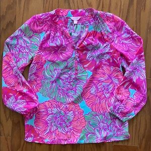 Lilly Pulitzer Floral Print Silk Elsa Shirt
